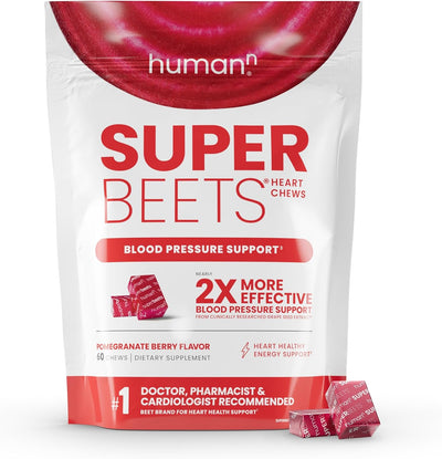 HumanN SuperBeets Heart Chews - Nitric Oxide & Blood Pressure Support with Grape Seed Extract