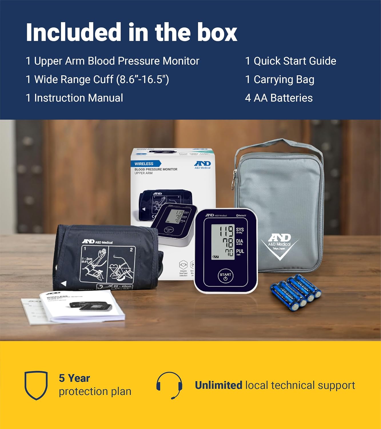 Premium Bluetooth Blood Pressure Monitor - Upper Arm Cuff with Mobile App Connectivity