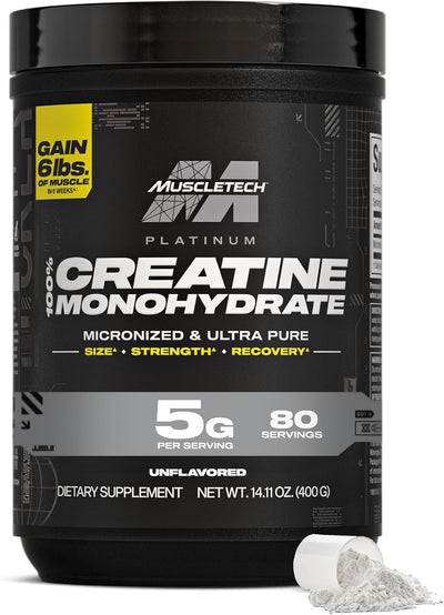 Muscletech Creatine Monohydrate Powder - Platinum Pure Micronized Creatine for Muscle Growth