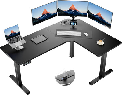 HUANUO 63″ Dual Motor L-Shaped Standing Desk