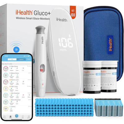 Complete Wireless Blood Glucose Monitor Kit - Smart Diabetes Testing with Mobile App