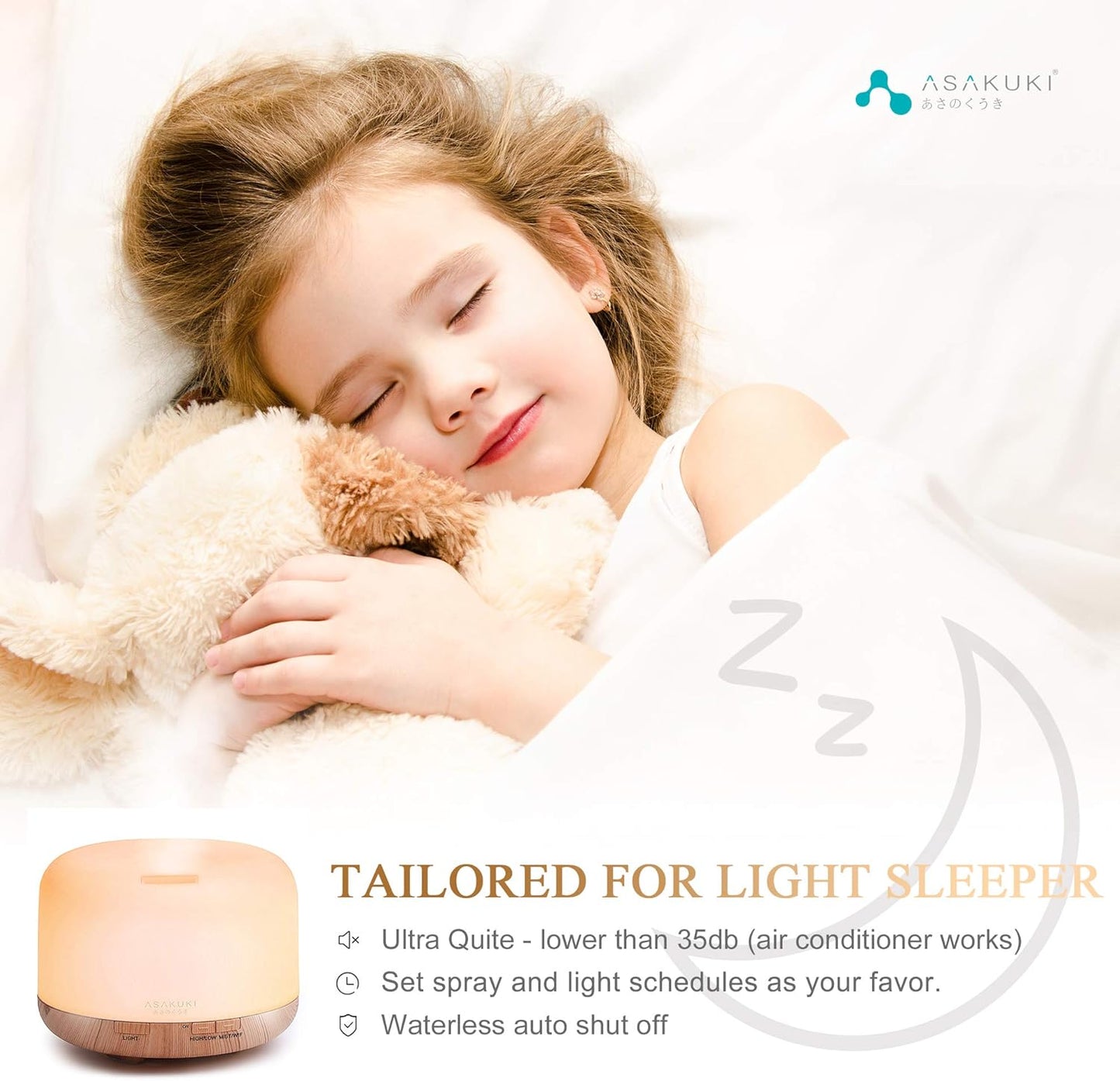 ASAKUKI Smart Wi-Fi Essential Oil Diffuser - 500ml Ultrasonic Aromatherapy Humidifier with App Control