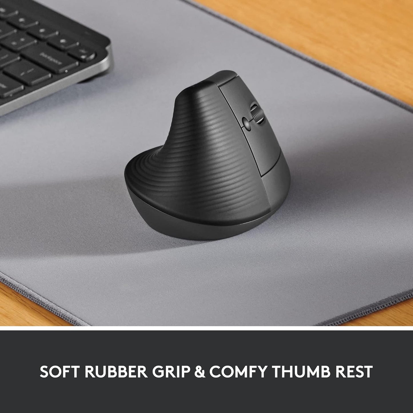 Logitech Lift Vertical Ergonomic Wireless Mouse - Quiet Clicks, 4 Buttons, Right Hand Design