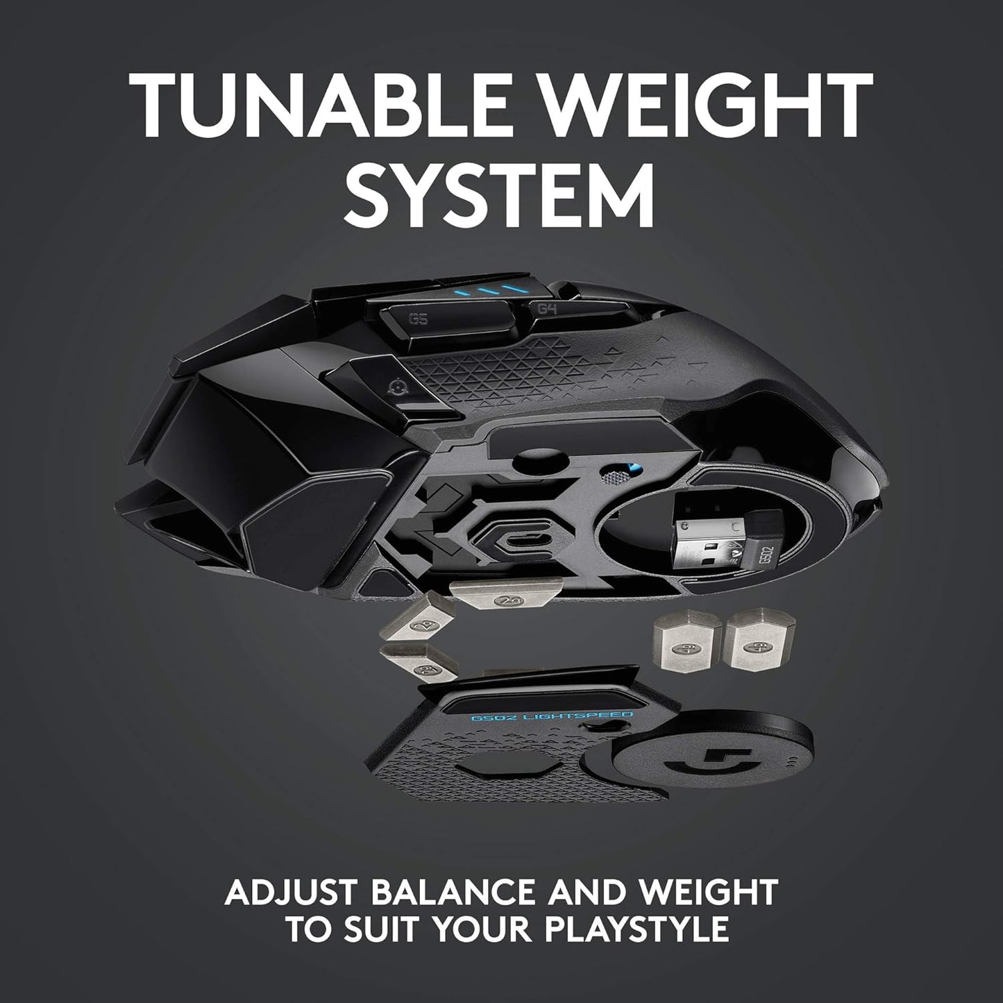 Logitech G502 Lightspeed Wireless Gaming Mouse - Hero 25K Sensor with PowerPlay & Tunable Weights | RGB Lighting