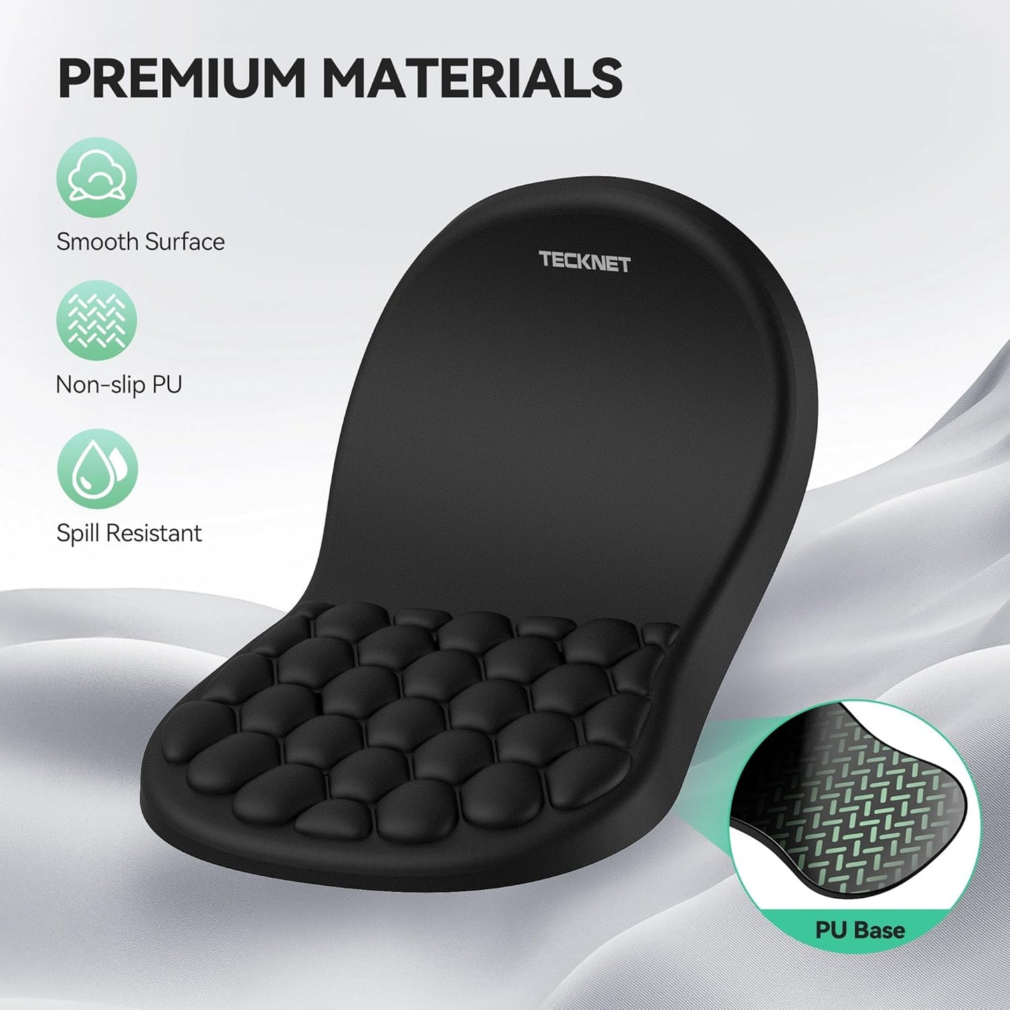 TECKNET Ergonomic Mouse Pad with Wrist Rest - Memory Foam Gaming Mouse Pad with Massage Design