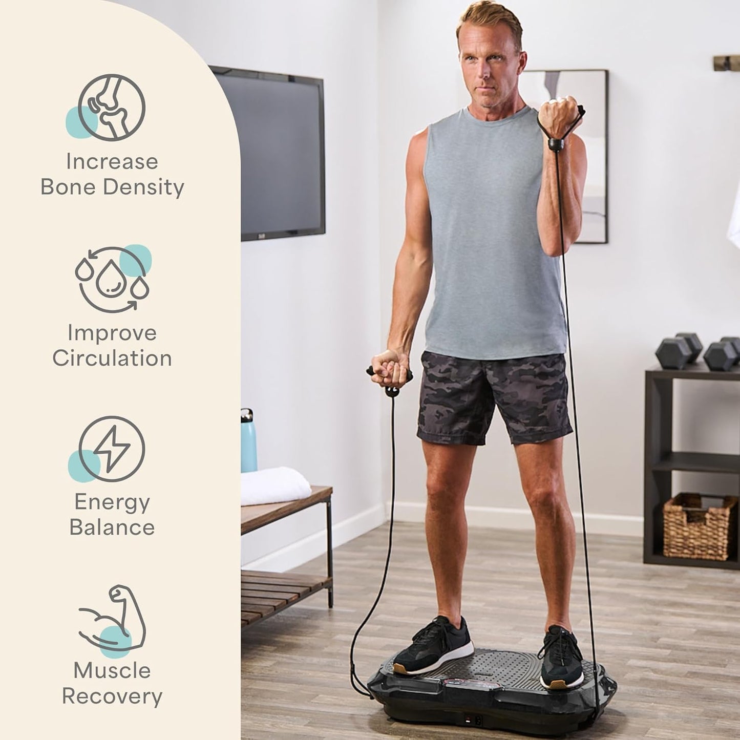 Lifepro Waver Vibration Plate Exercise Machine - Full Body Workout Platform with Loop Bands