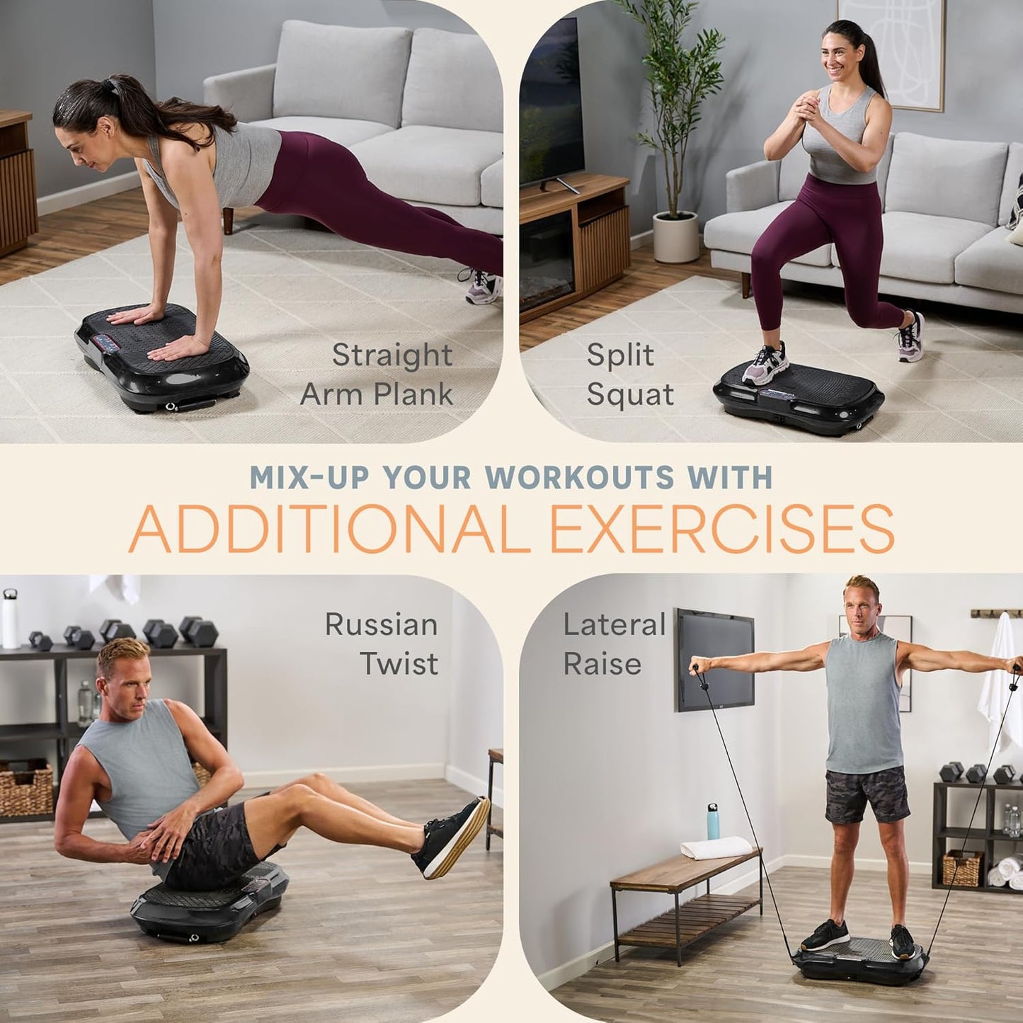 Lifepro Waver Vibration Plate Exercise Machine - Full Body Workout Platform with Loop Bands