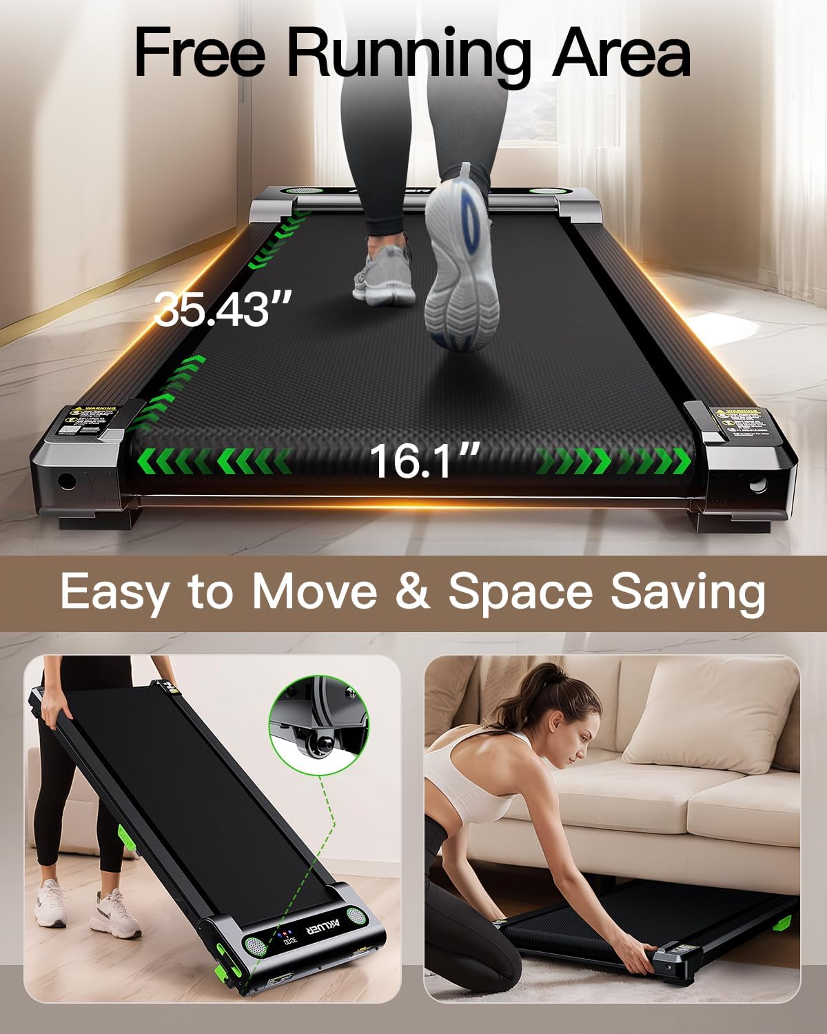 Akluer Incline Walking Pad - 2.5HP Under Desk Treadmill with Remote Control & LED Display