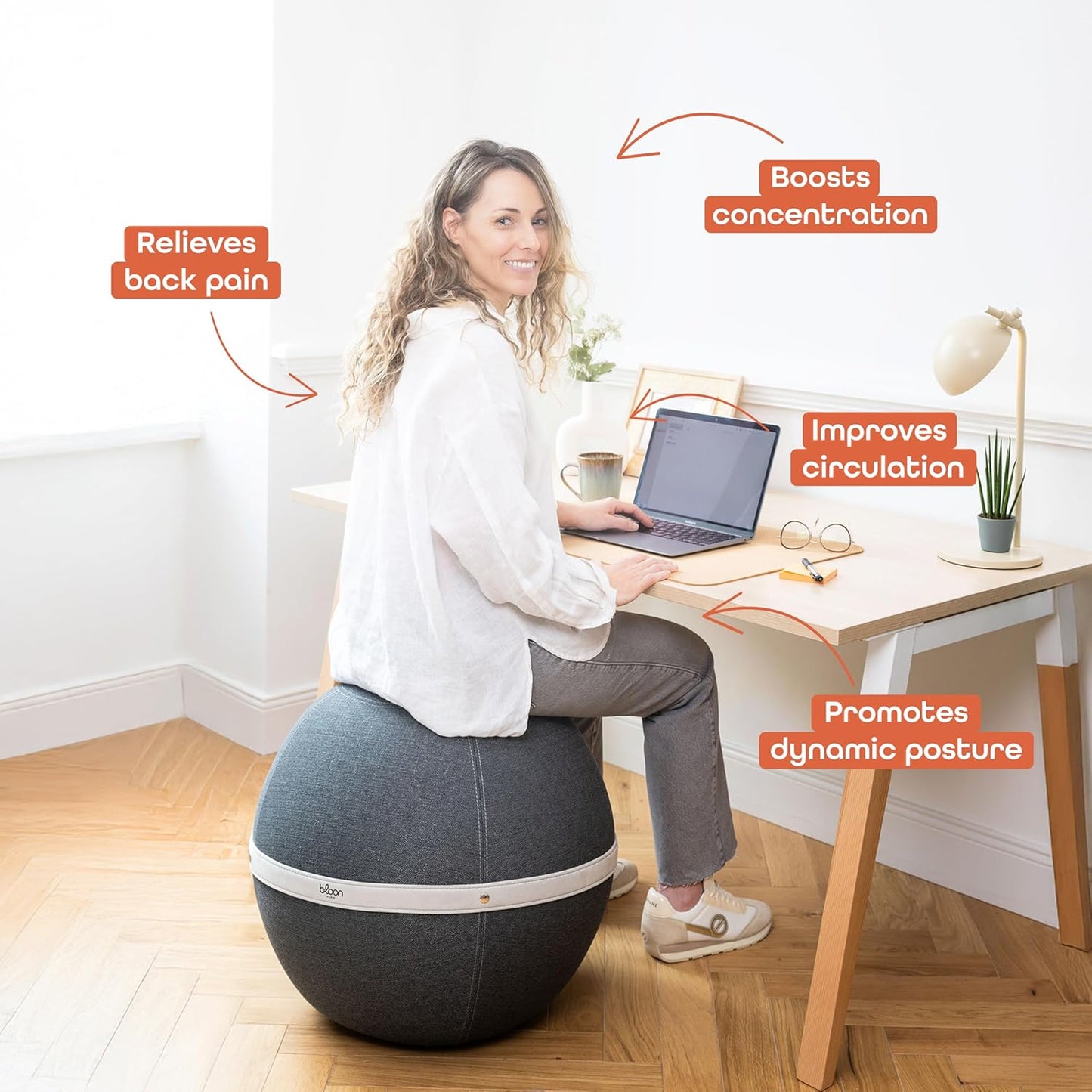 Bloon Paris Bloon Desk Ball Chair - Ergonomic Active Sitting Balance Ball for Office