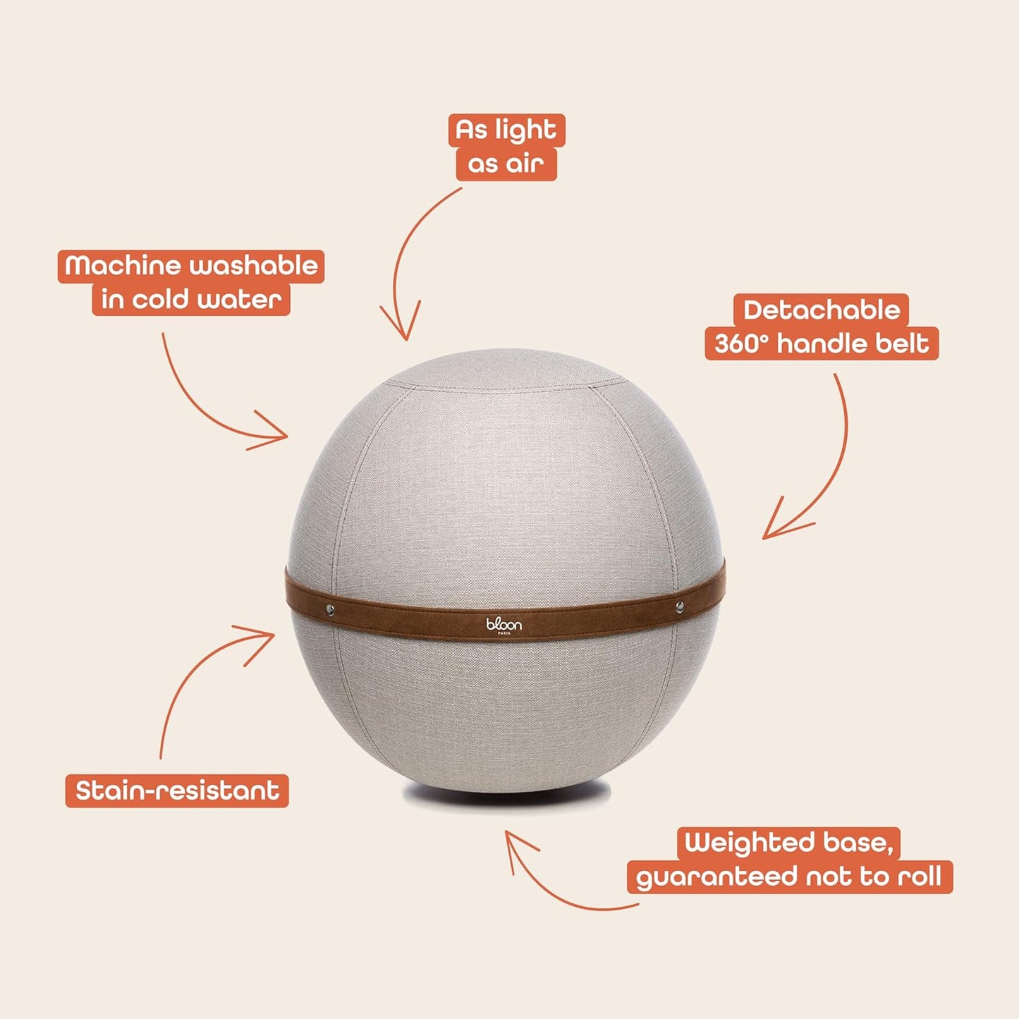 Bloon Paris Bloon Desk Ball Chair - Ergonomic Active Sitting Balance Ball for Office