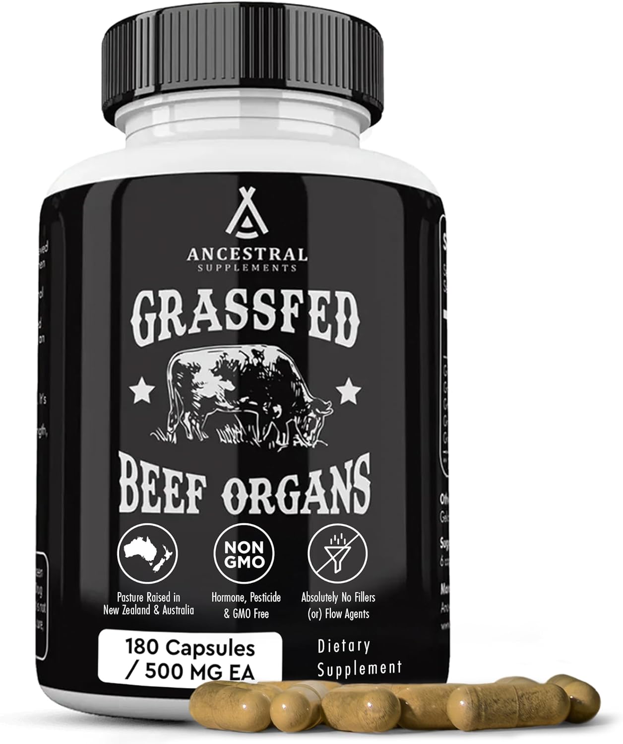 Ancestral Supplements Grass Fed Beef Organ Supplement - Whole Body Wellness Support