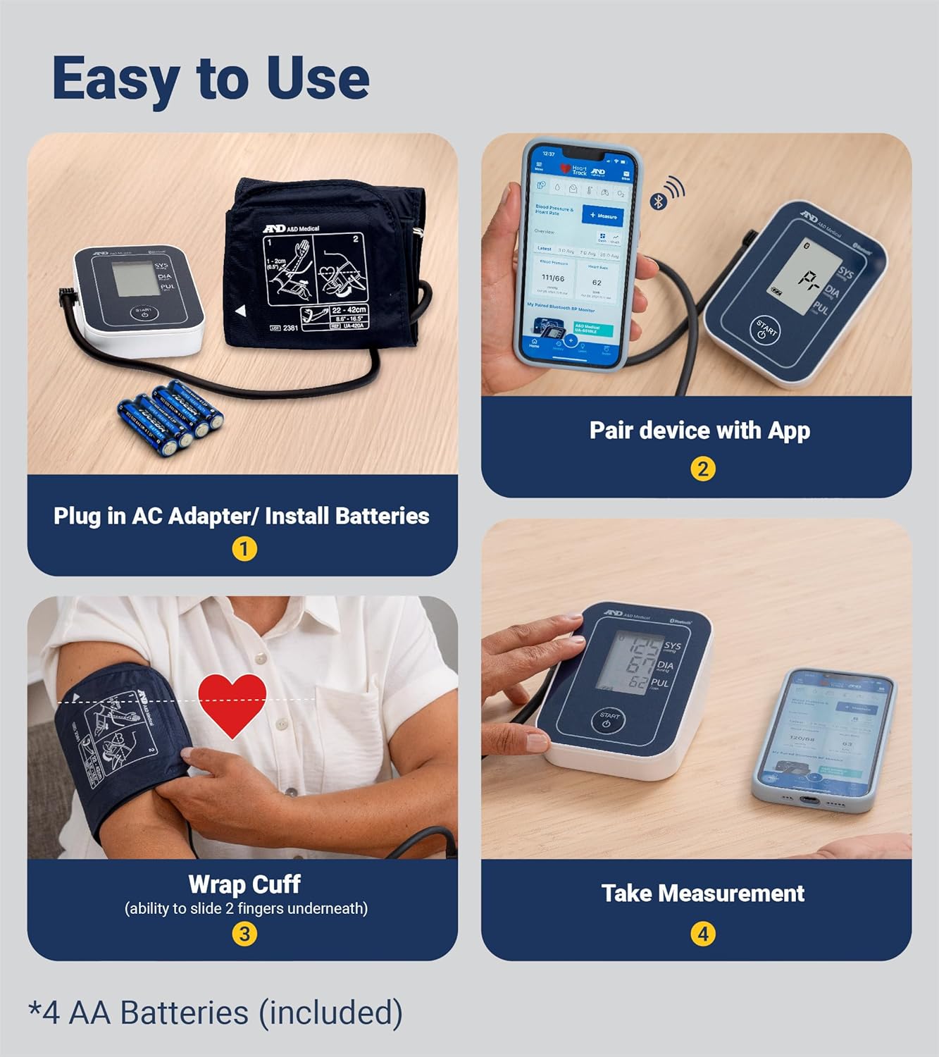 Premium Bluetooth Blood Pressure Monitor - Upper Arm Cuff with Mobile App Connectivity
