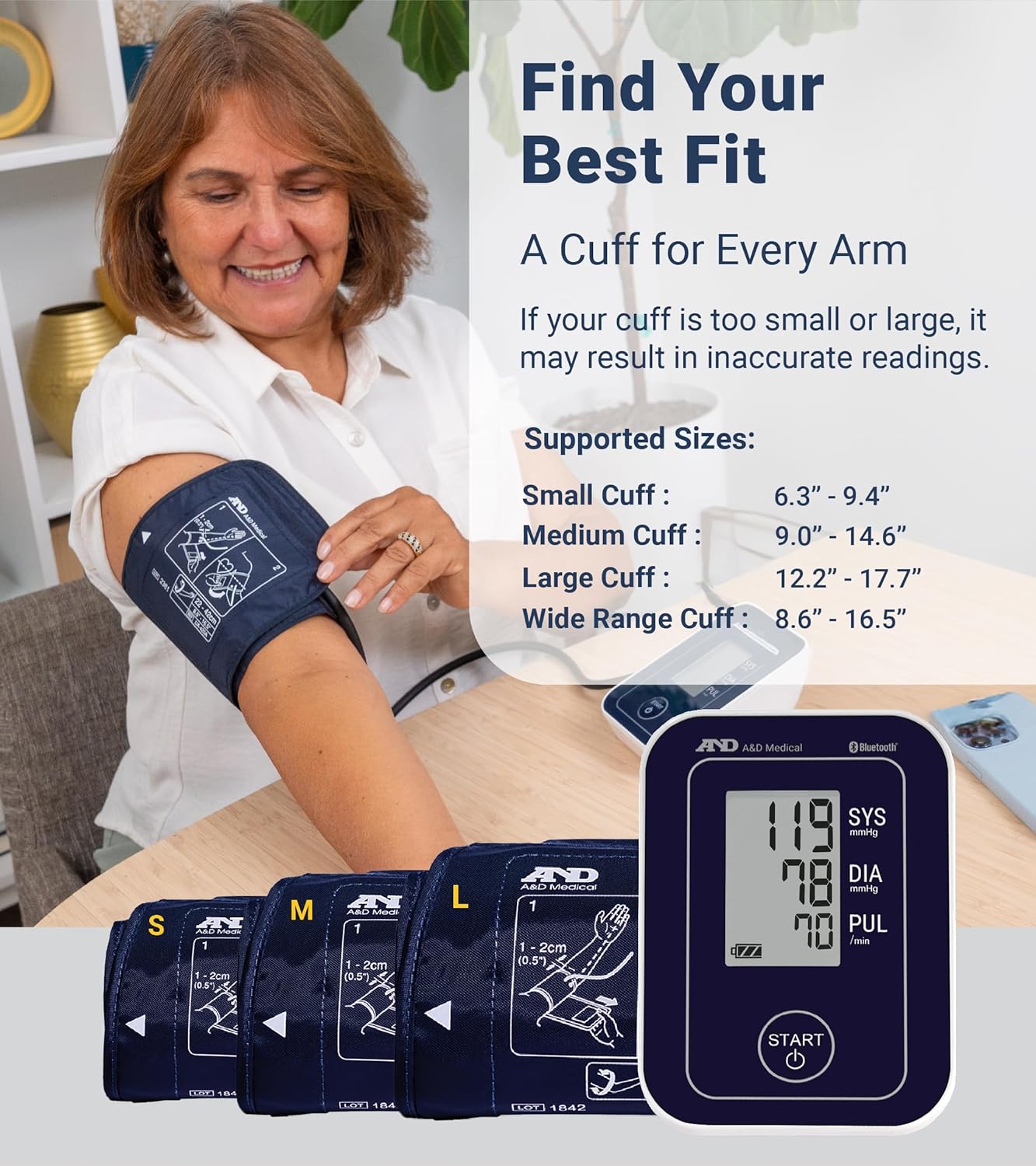 Premium Bluetooth Blood Pressure Monitor - Upper Arm Cuff with Mobile App Connectivity