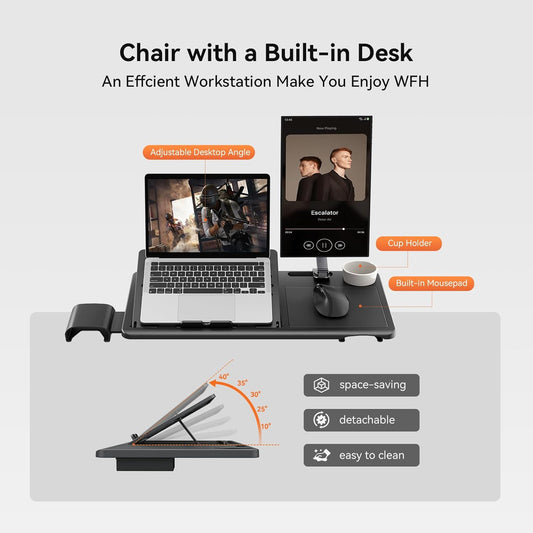 Newtral Ergonomic Office Chair with Footrest - Adaptive Lumbar Support & 4D Armrest - Adjustable Seat Depth & Height