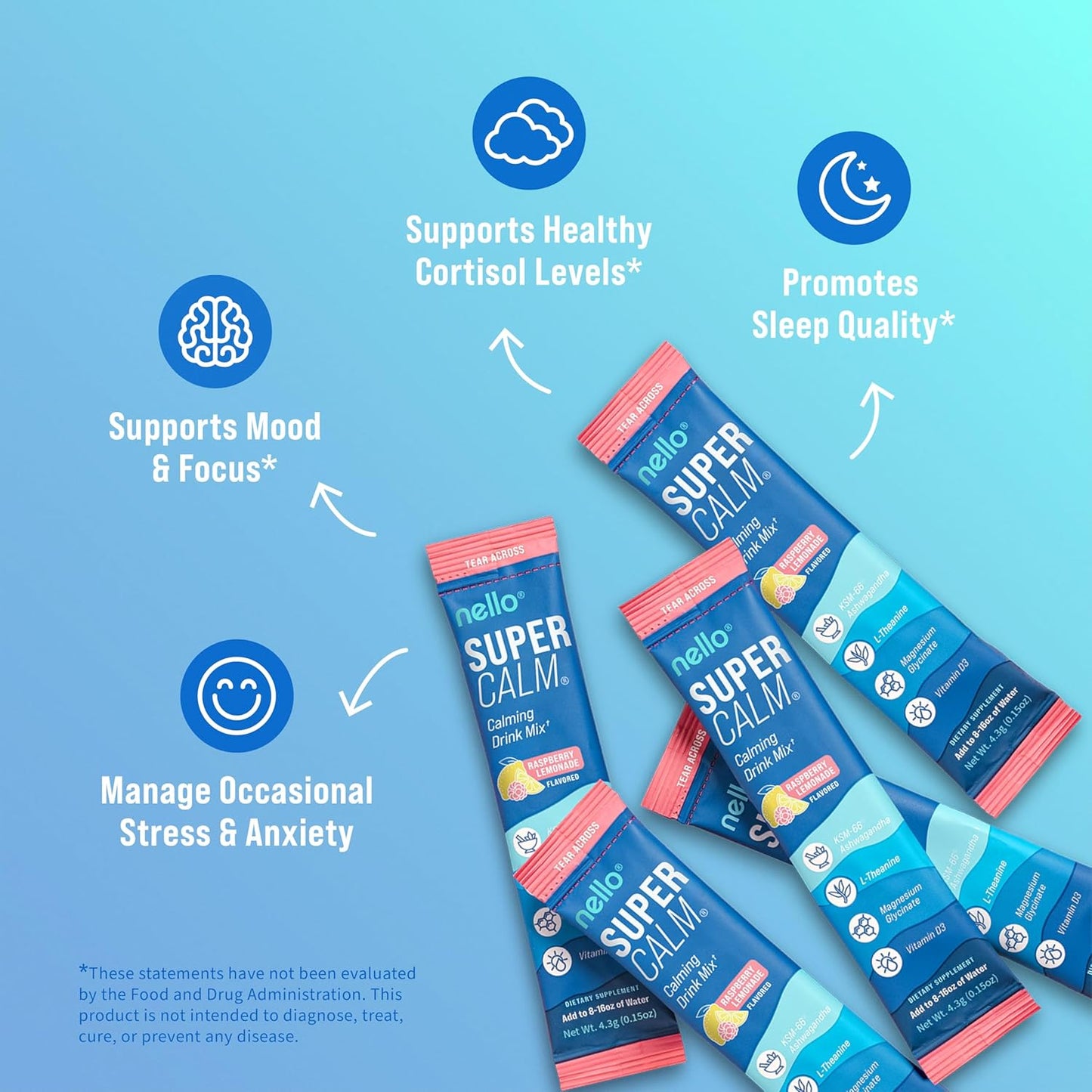 Nello Supercalm Powdered Drink Mix - Stress Relief & Relaxation Supplement