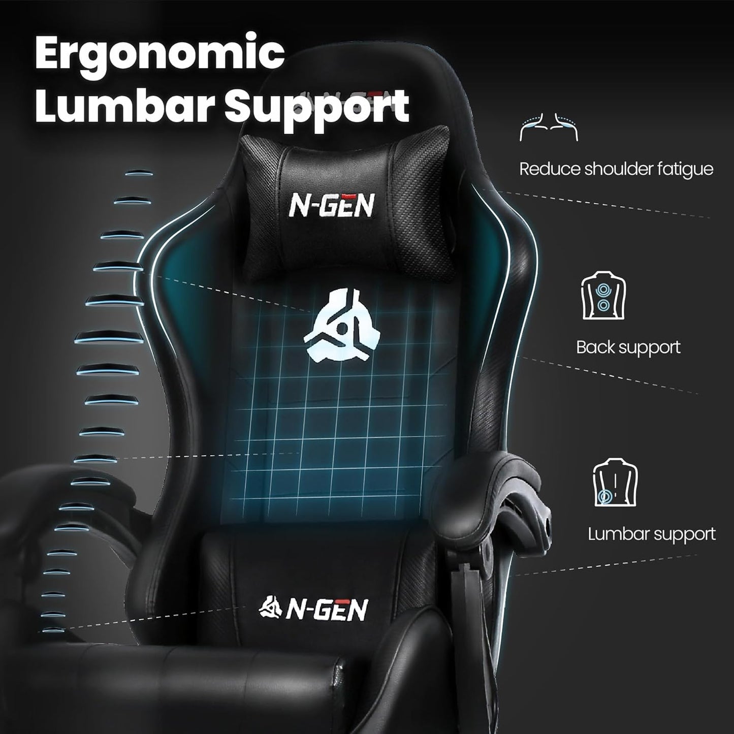 N-GEN GAMING Ergonomic Video Gaming Chair - High Back Recliner