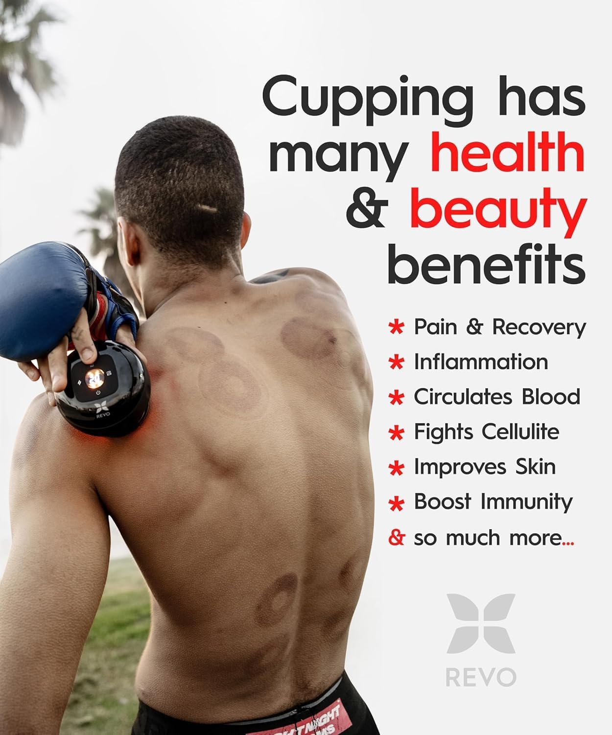 REVO 4-in-1 Smart Cupping Therapy Massager - Red Light Therapy for Pain Relief & Muscle Recovery