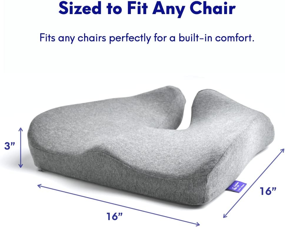 Premium Memory Foam Seat Cushion - Pressure Relief for Office Chair, Car & Wheelchair