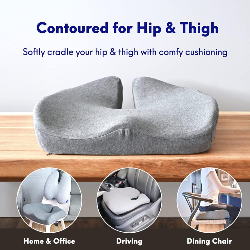 Premium Memory Foam Seat Cushion - Pressure Relief for Office Chair, Car & Wheelchair