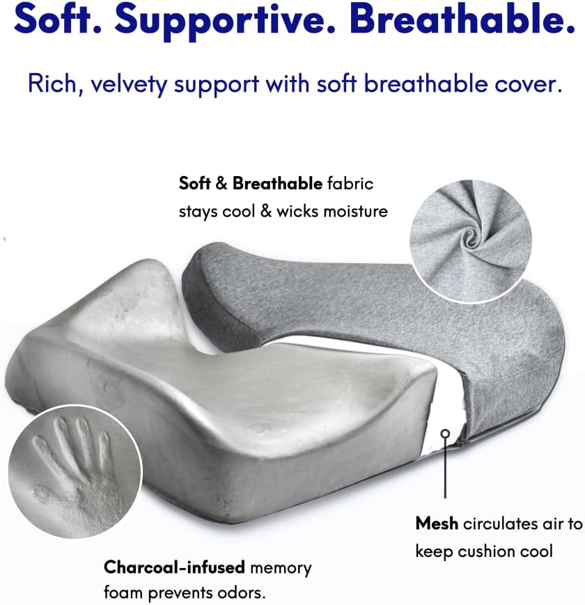Premium Memory Foam Seat Cushion - Pressure Relief for Office Chair, Car & Wheelchair