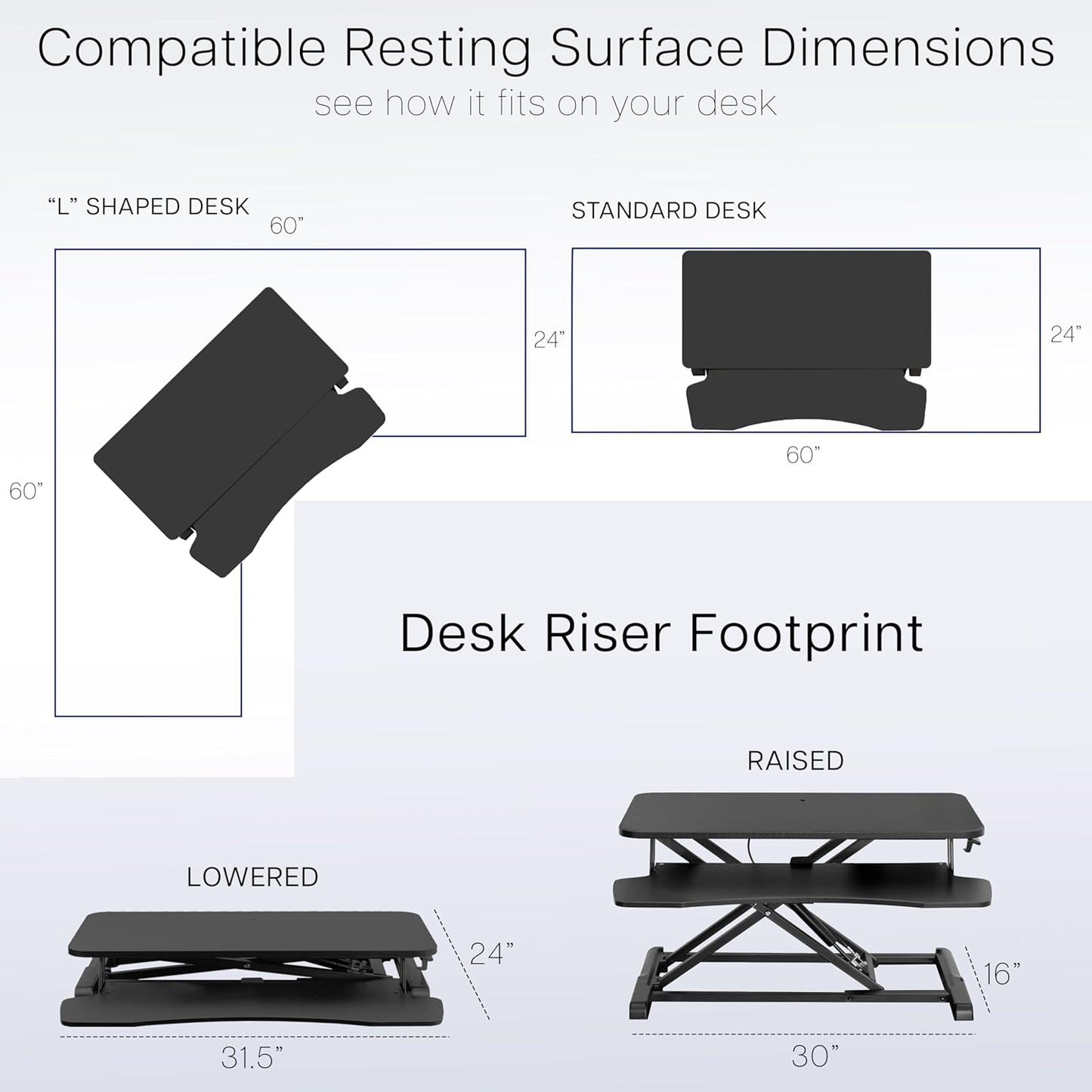 VIVO 32" Height Adjustable Sit Stand Desk Converter - Dual Monitor Laptop Workstation with Keyboard Tray