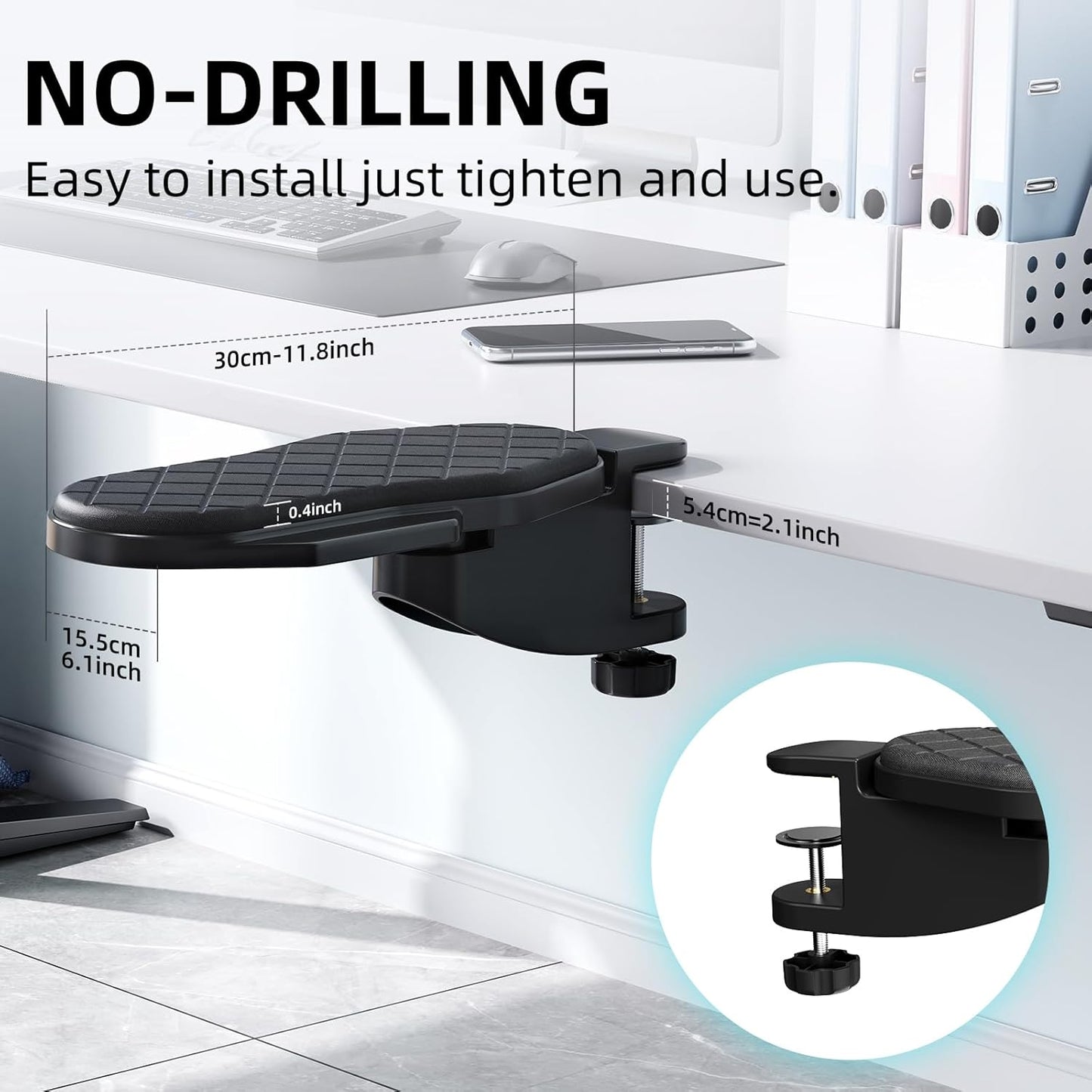 Ergonomic Desk Extender Tray with Rotating Arm Support - Computer Wrist Rest Shelf