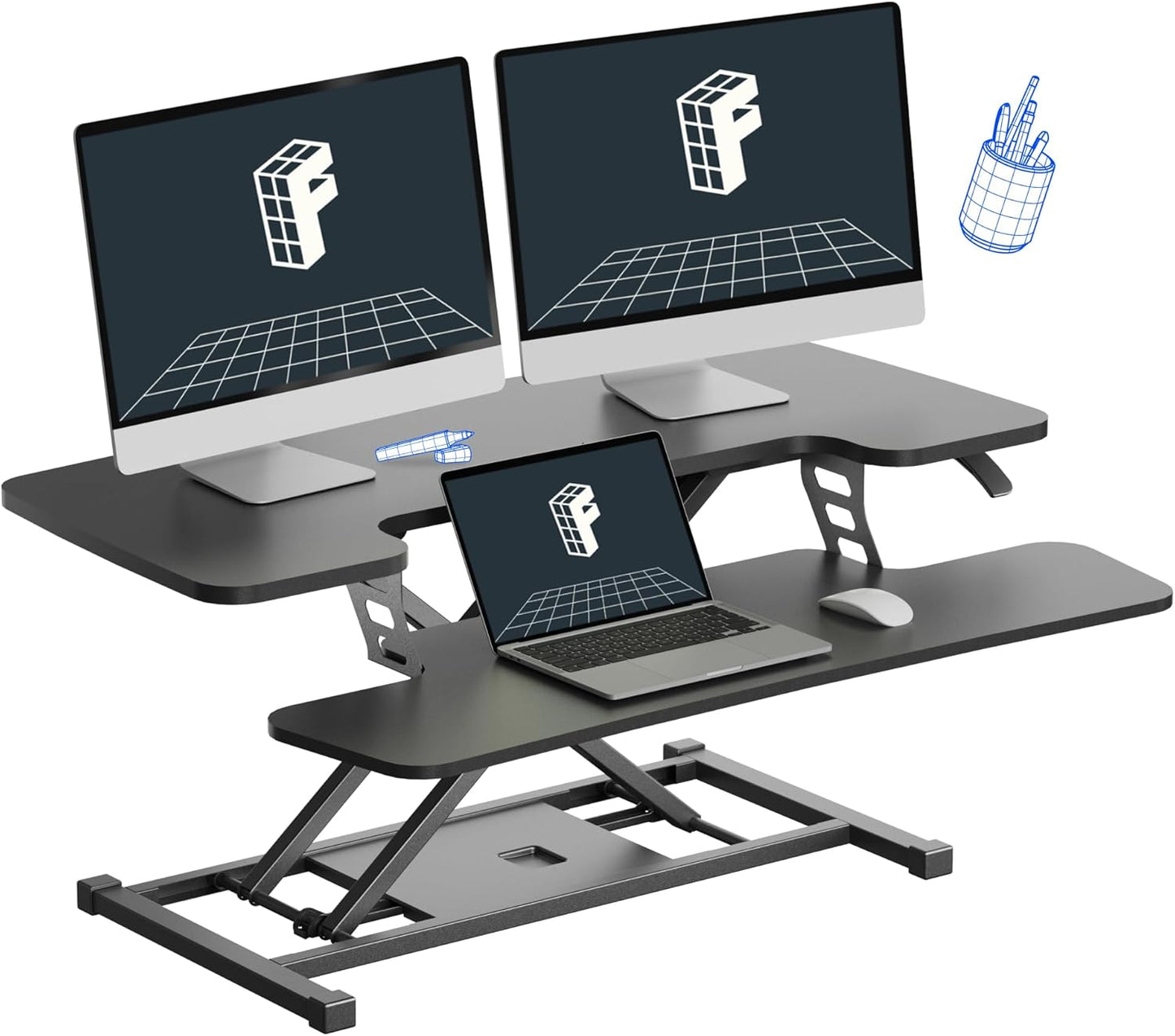 FLEXISPOT 36-inch Standing Desk Converter - Height Adjustable Sit-Stand Workstation with Dual Monitor Support