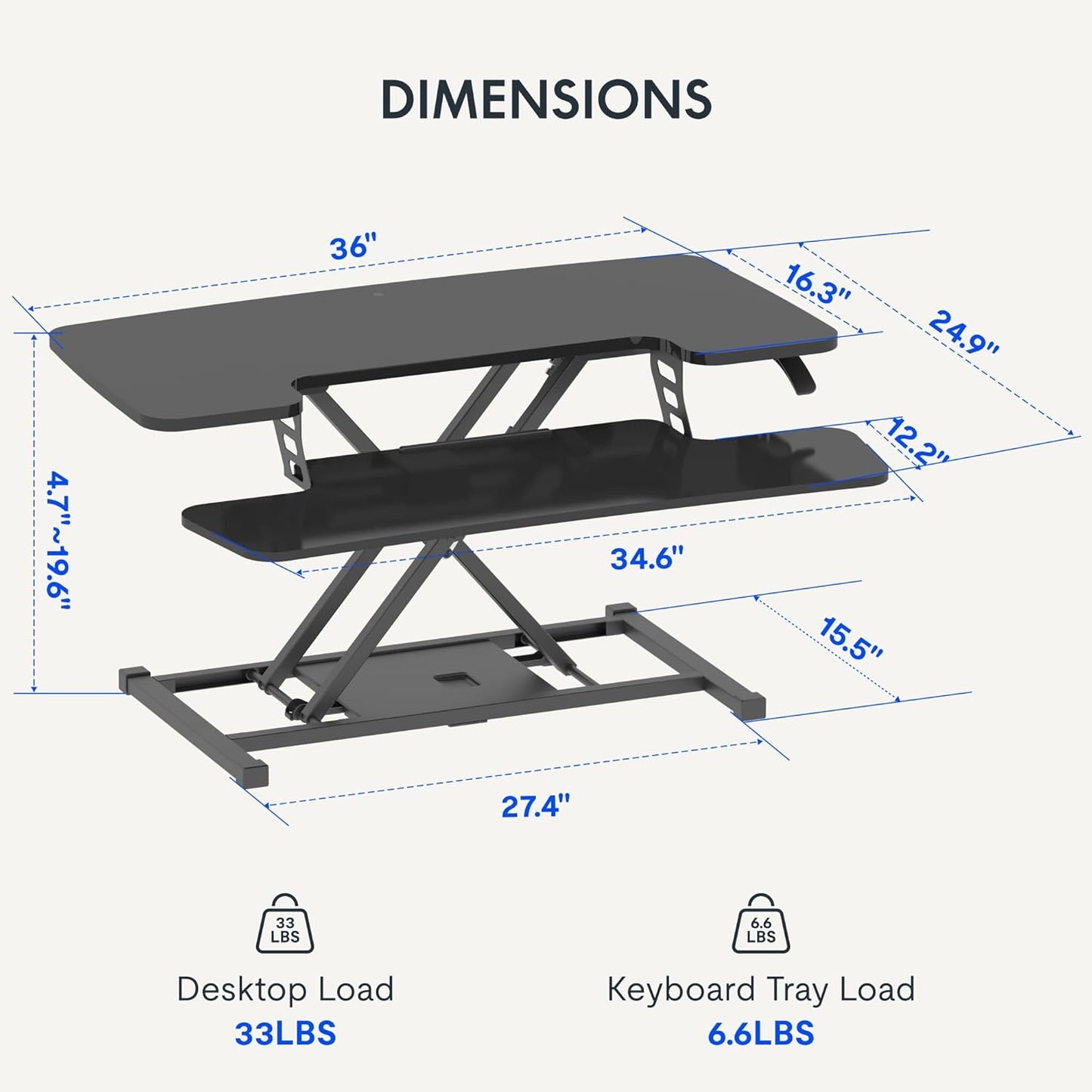 FLEXISPOT 36-inch Standing Desk Converter - Height Adjustable Sit-Stand Workstation with Dual Monitor Support
