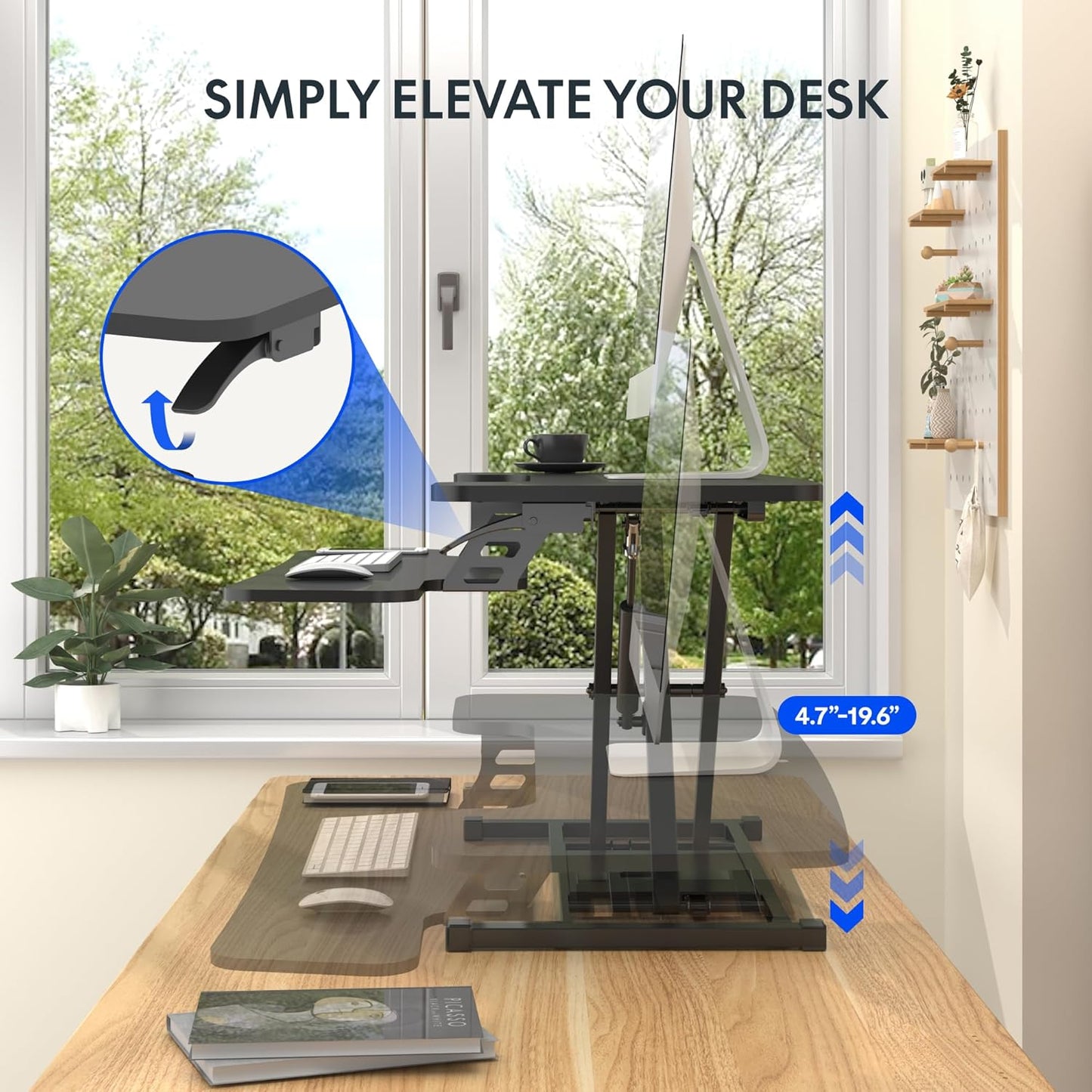 FLEXISPOT 36-inch Standing Desk Converter - Height Adjustable Sit-Stand Workstation with Dual Monitor Support
