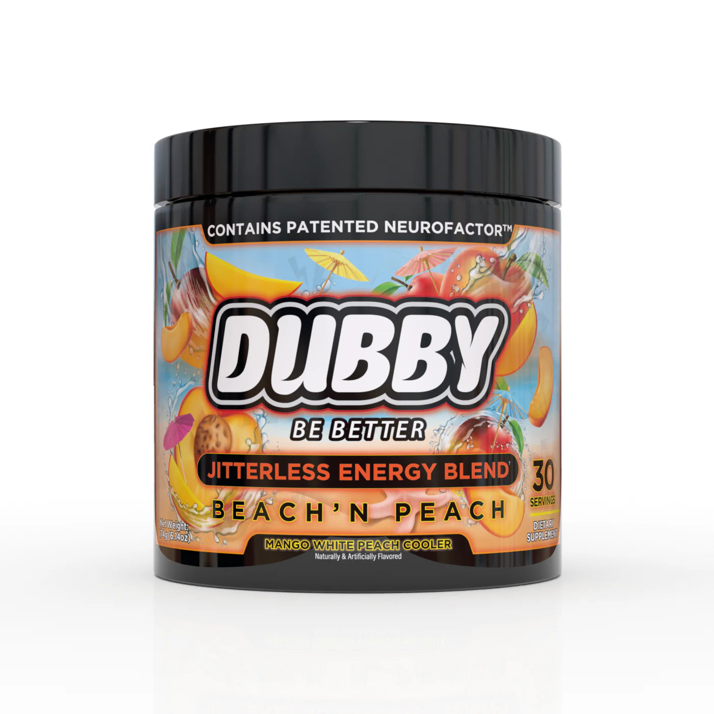 DUBBY Beach'n Peach Energy Drink Mix - 30 Servings Premium Gaming Energy Formula