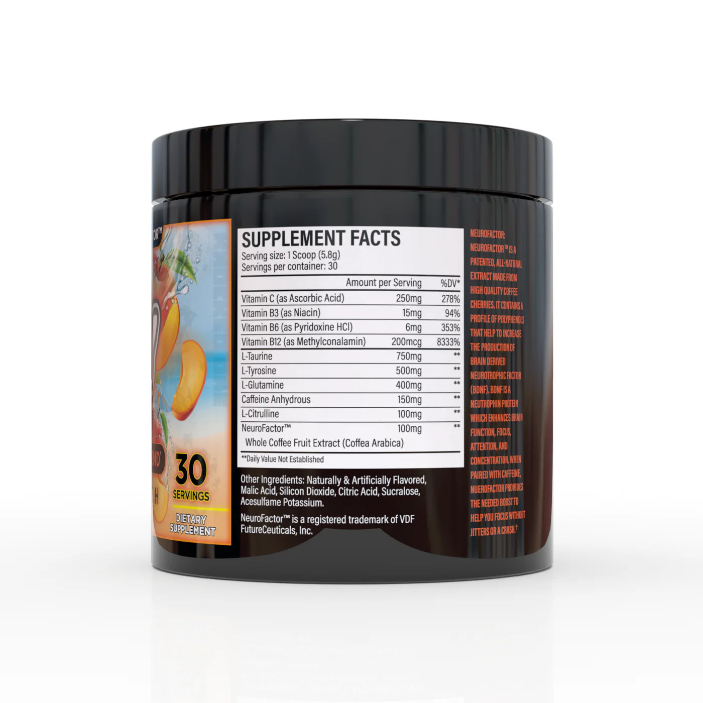 DUBBY Beach'n Peach Energy Drink Mix - 30 Servings Premium Gaming Energy Formula