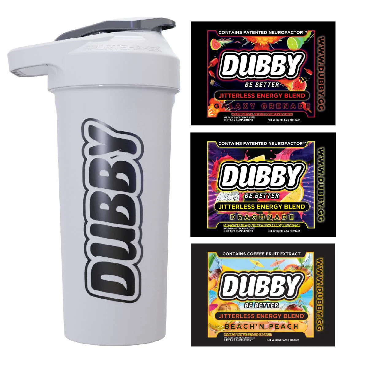 DUBBY Starter Sampler Pack - 3 Flavor Energy Drink Mix Variety Bundle
