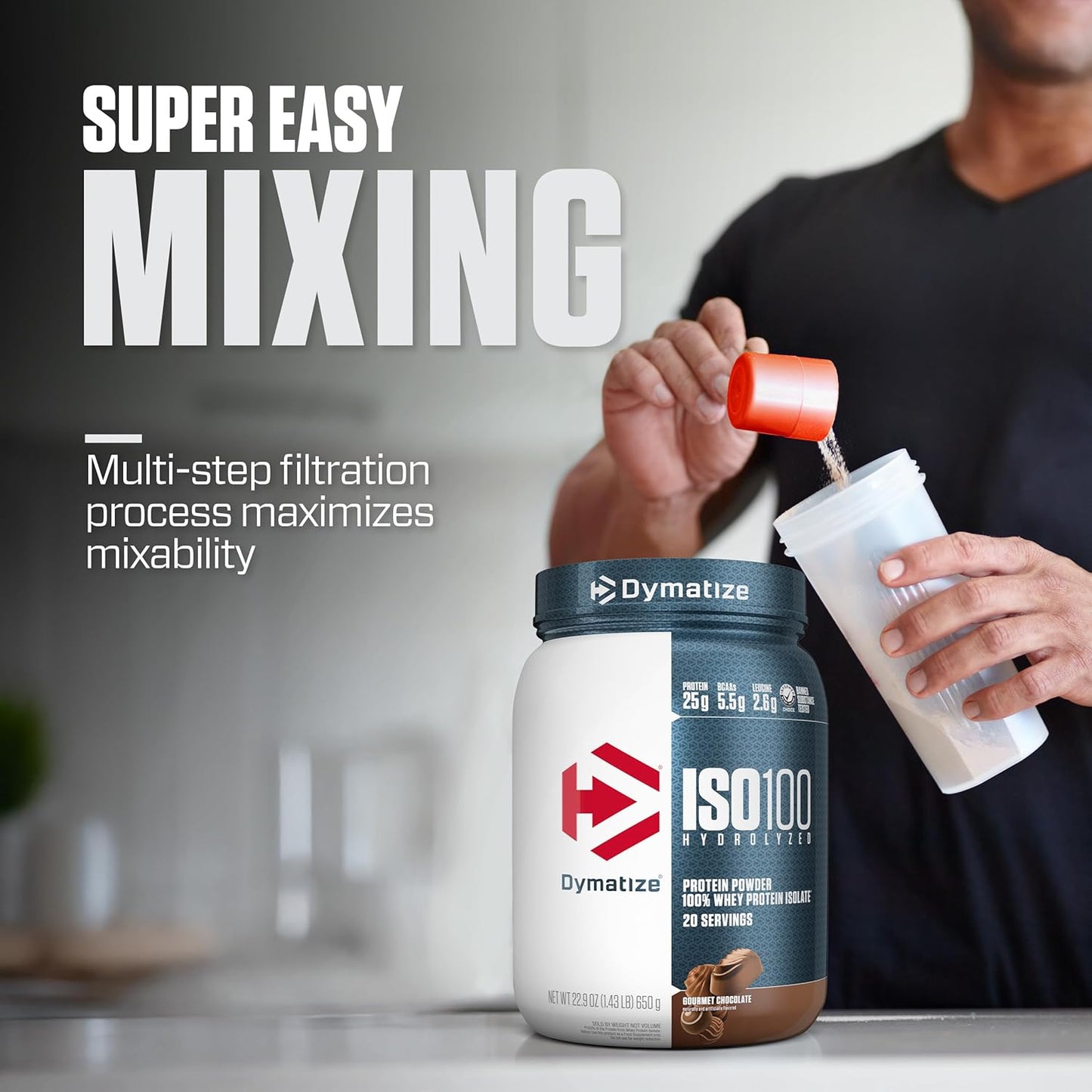 Dymatize ISO100 Whey Protein Powder Isolate - Gourmet Chocolate Hydrolyzed Protein