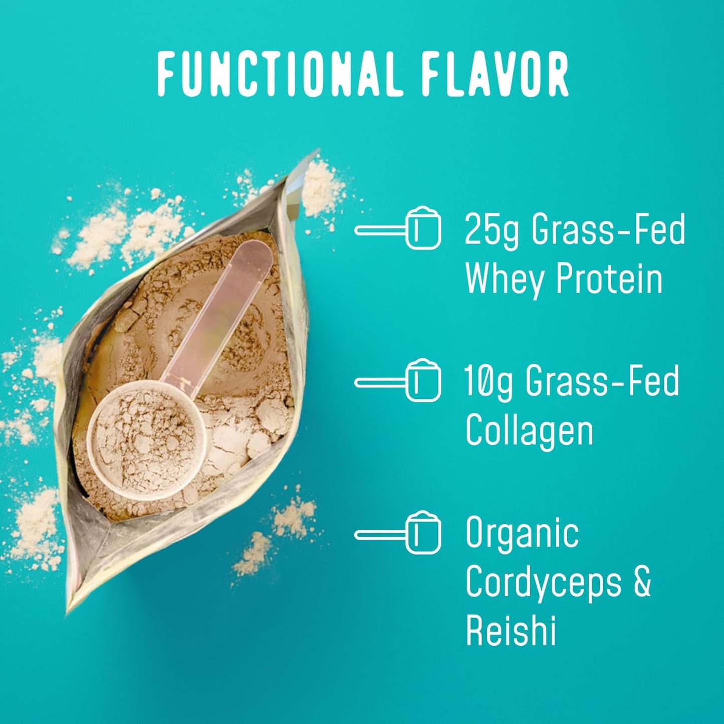FlavCity Grass Fed Whey Protein Powder - Vanilla Smoothie with 25g Protein & 10g Collagen