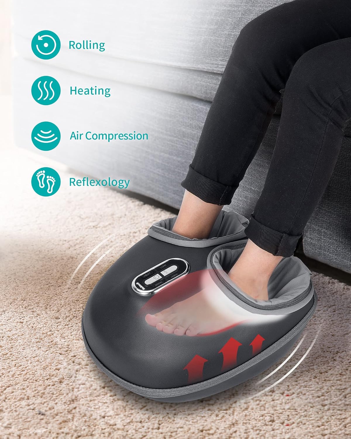 Nekteck Shiatsu Foot Massager with Heat - Deep Kneading Massage for Tired Feet