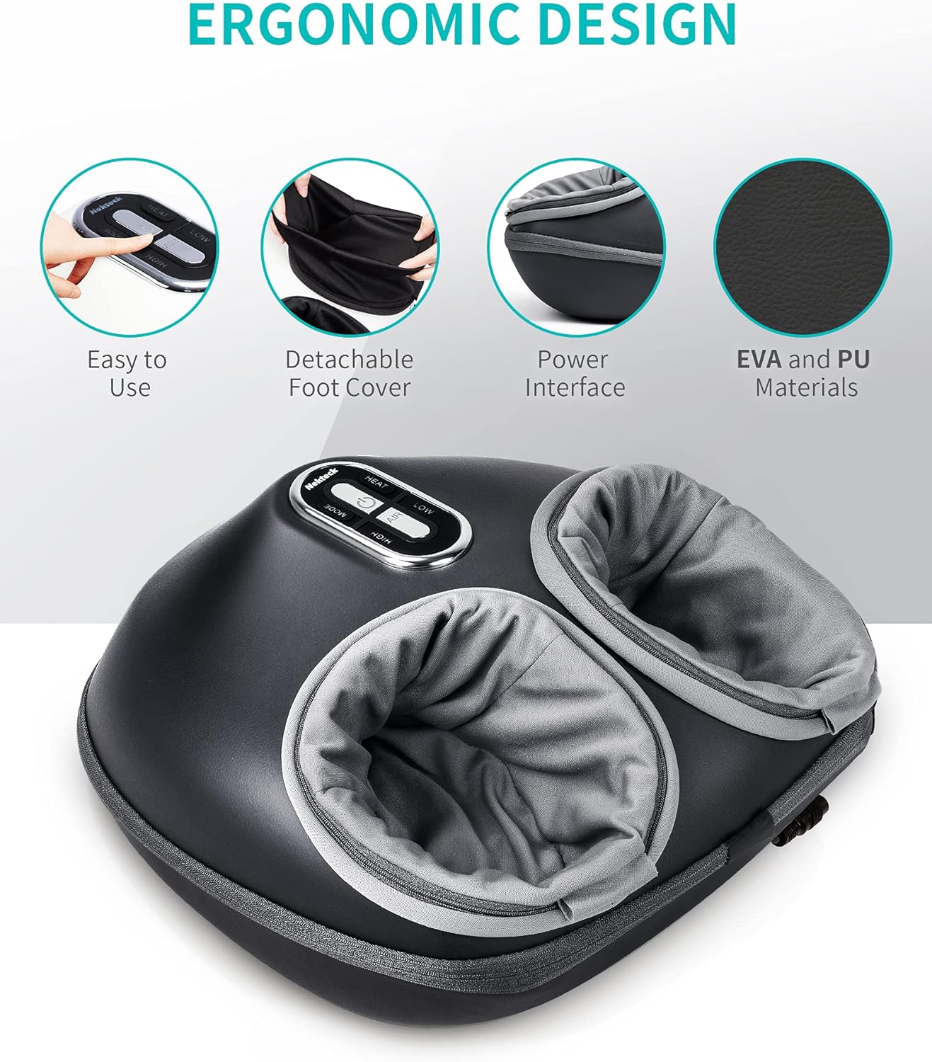 Nekteck Shiatsu Foot Massager with Heat - Deep Kneading Massage for Tired Feet