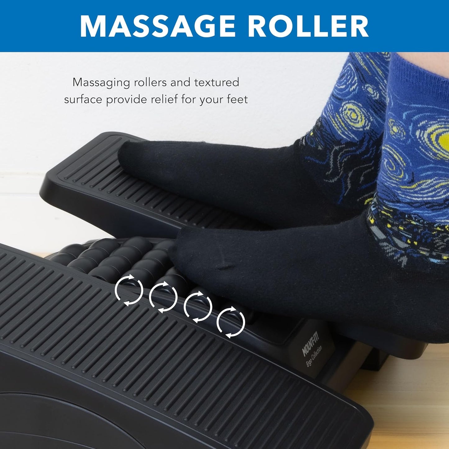 Mount-It! Ergonomic Footrest - Adjustable Office Foot Rest for Under Desk Comfort