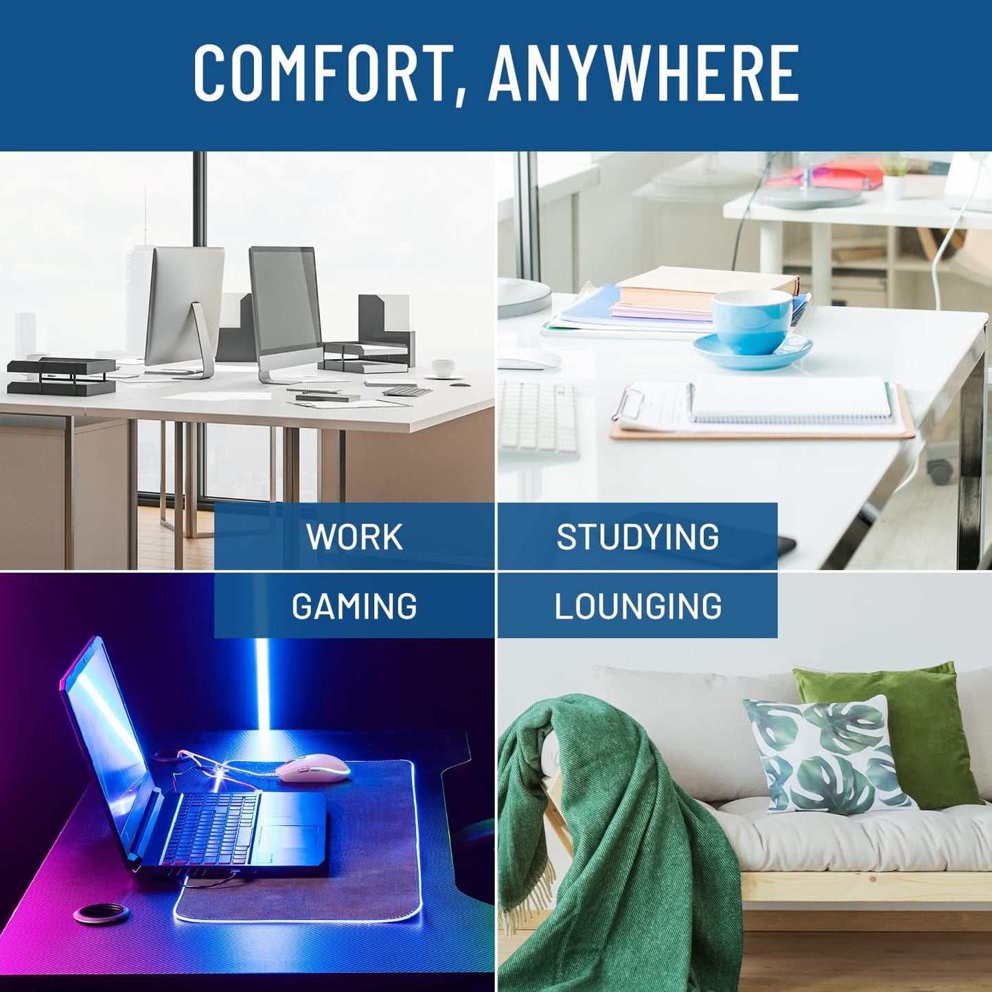 Ergonomic Memory Foam Office Foot Stool & Desk Footrest - Adjustable Cloud Comfort for Gaming & Home Office