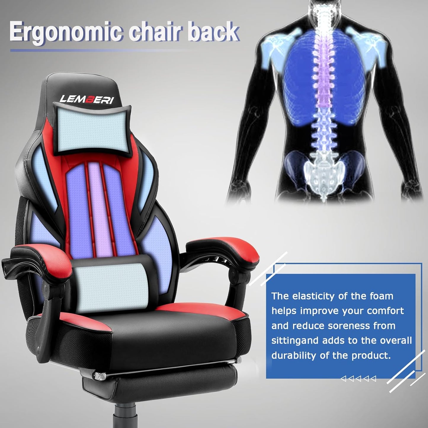 LEMBERI Video Game Chair with footrest