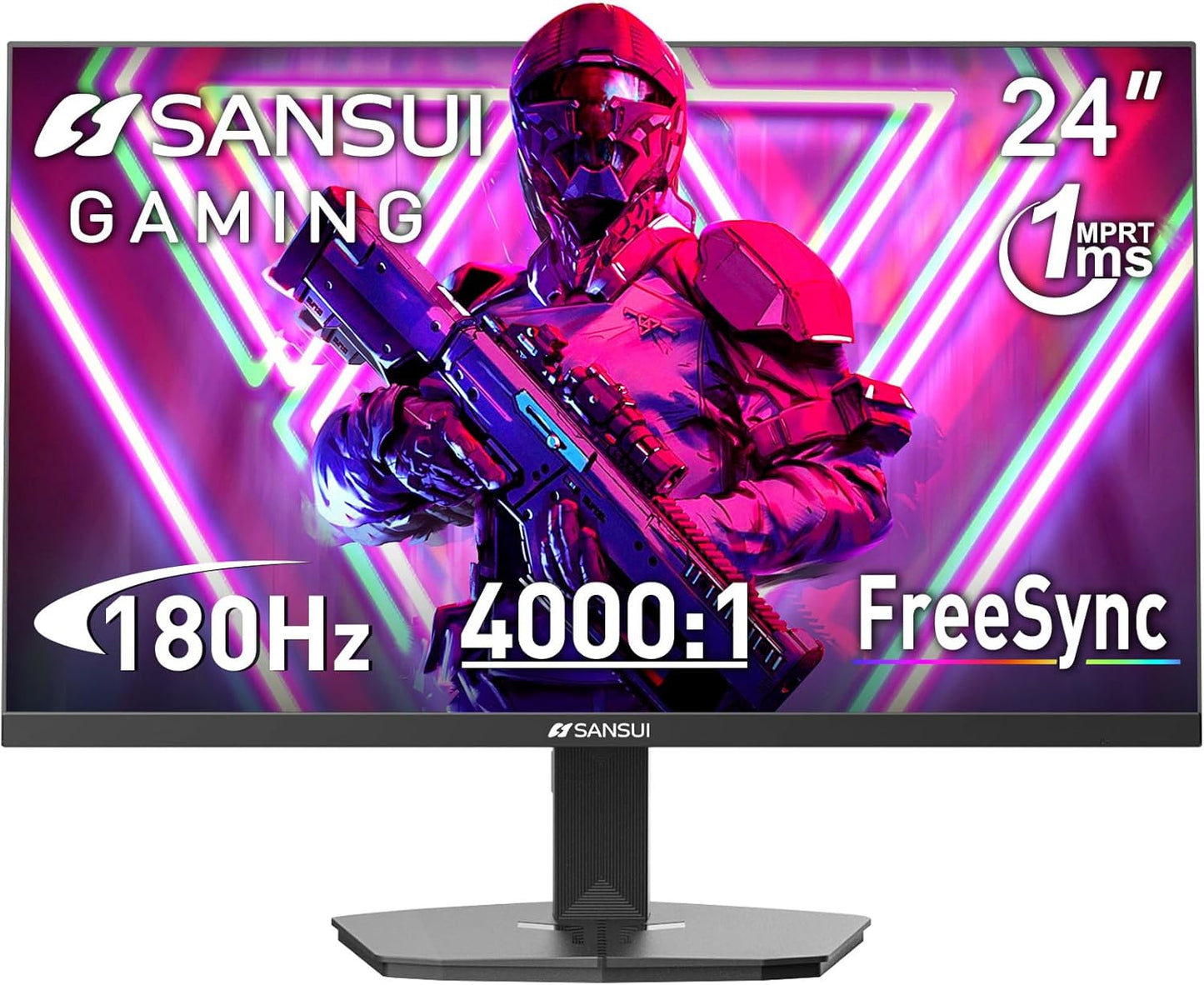SANSUI 24 Inch Gaming Monitor - 180Hz FreeSync HDR 1080P Display