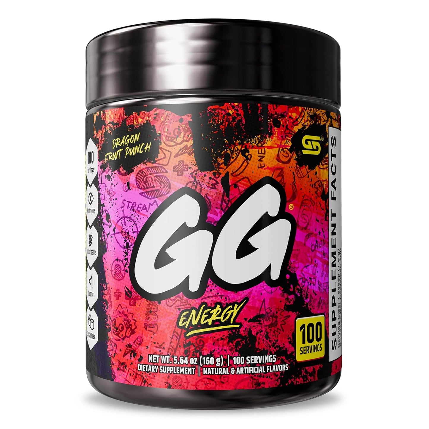 Gamer Supps GG® Energy - Dragonfruit Punch (100 Servings) - Keto Friendly Gaming Fuel