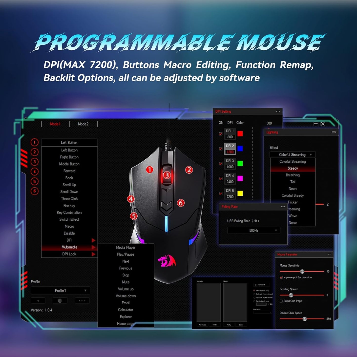 Redragon S101 RGB Gaming Keyboard & M601 Mouse Combo Set - Programmable Backlit Gaming Bundle