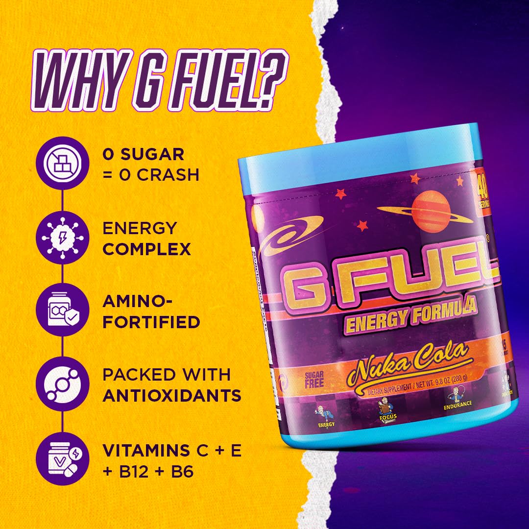 G Fuel Nuka Cola Energy Powder - Sugar Free Focus Supplement with Caffeine