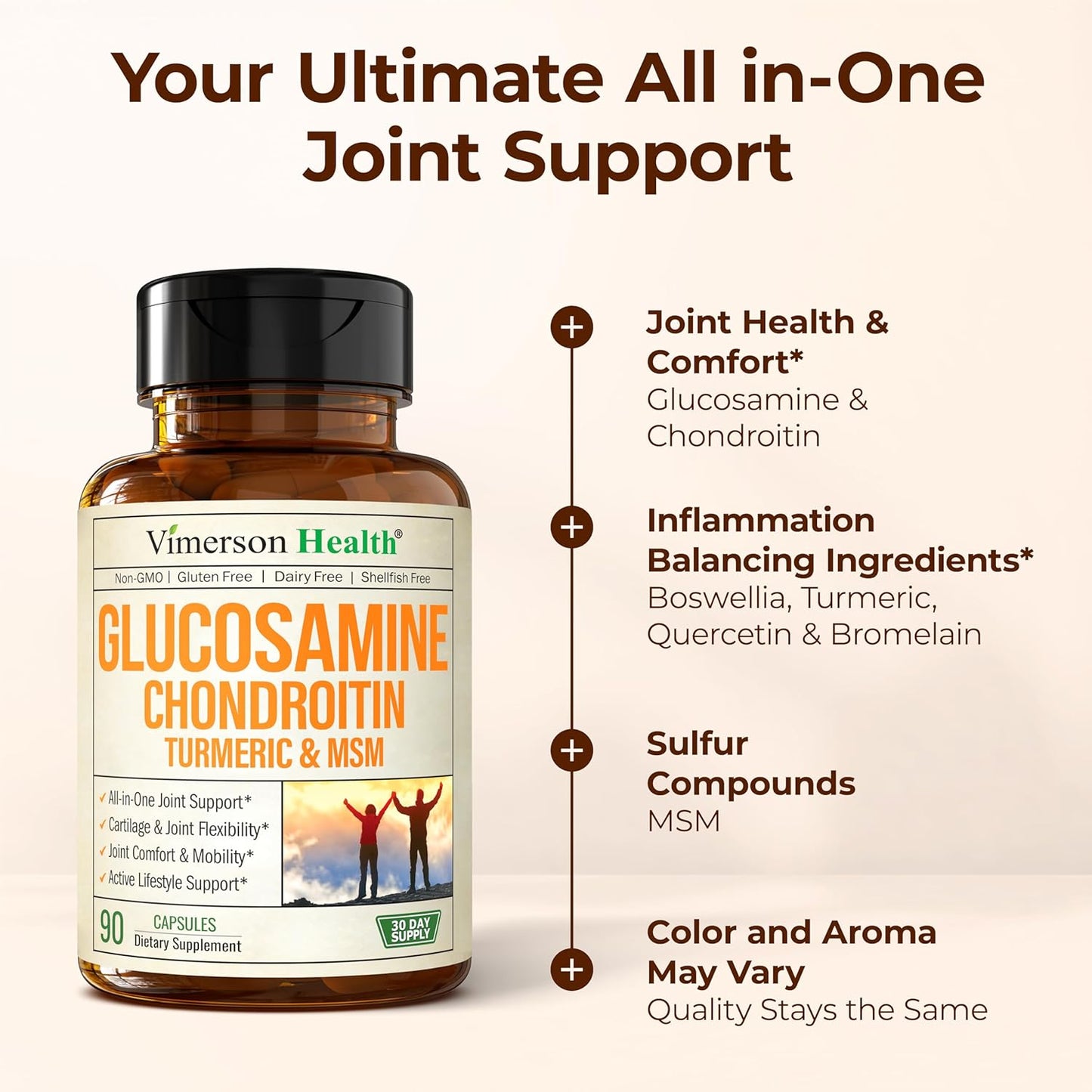 Vimerson Health Glucosamine Chondroitin MSM - Joint Support Supplement for Mobility & Flexibility