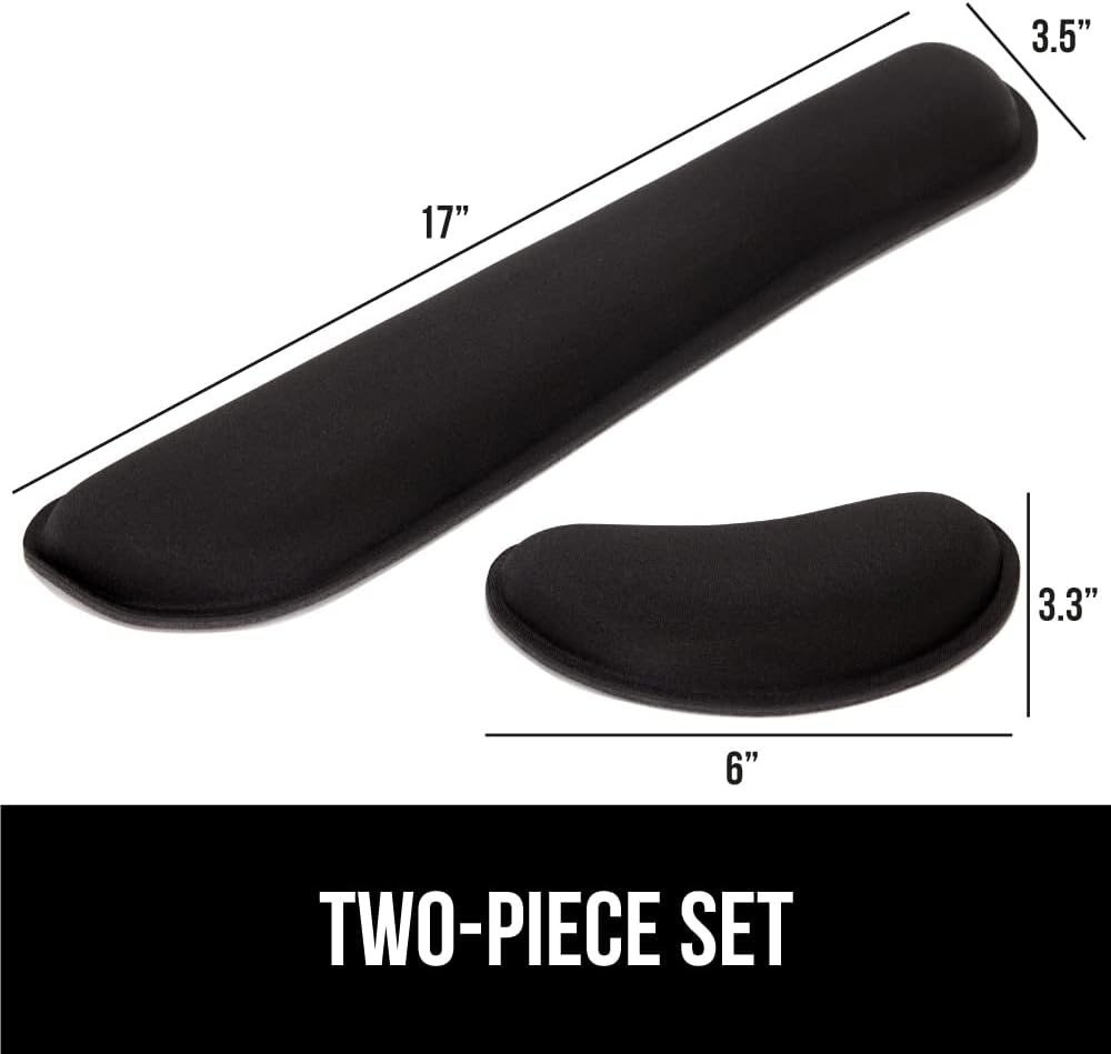 GORILLA GRIP Silky Gel Memory Foam Wrist Rest Set - Ergonomic Keyboard & Mouse Pad for Typing Pain Relief