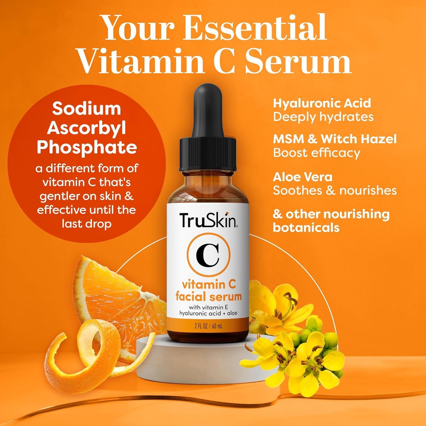 TruSkin Vitamin C Serum - Anti-Aging Face Serum with Hyaluronic Acid & Vitamin E (2 Fl Oz)