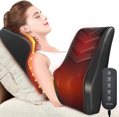 OMASSA Shiatsu Neck Massager with Heat - 3D Kneading Back Massage Pillow for Pain Relief
