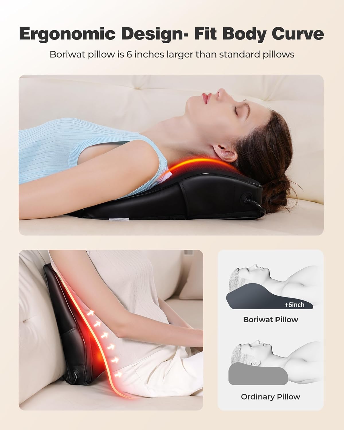 OMASSA Shiatsu Neck Massager with Heat - 3D Kneading Back Massage Pillow for Pain Relief