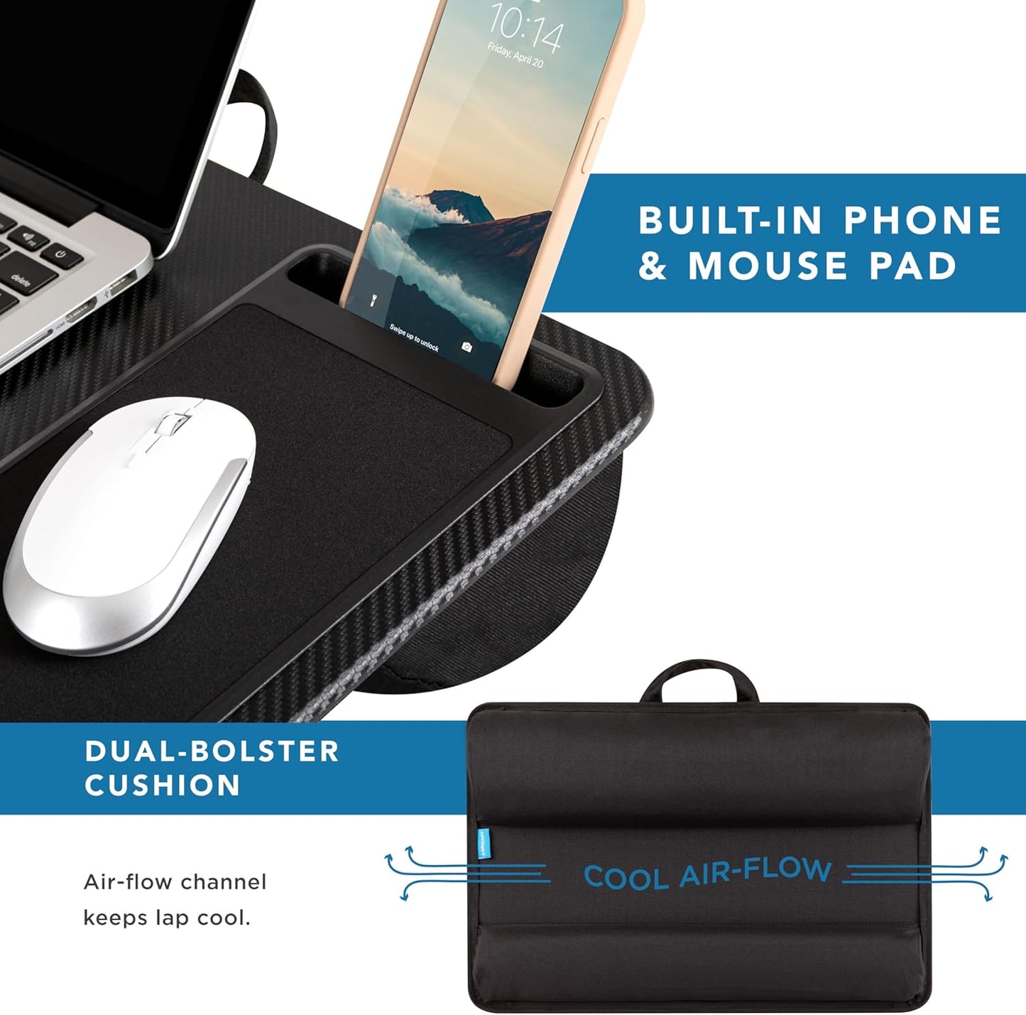 LAPGEAR Home Office Pro Lap Desk - Ergonomic Laptop Desk with Wrist Rest & Device Ledge