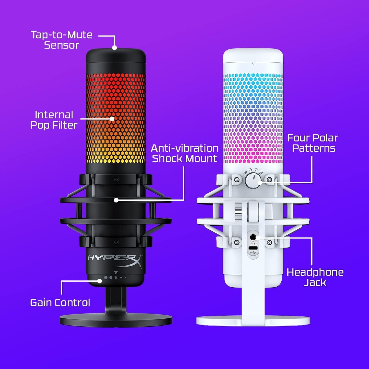 HyperX QuadCast S RGB USB Condenser Microphone - Gaming & Streaming